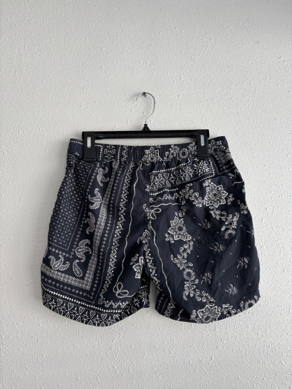 ALLSAINTS Men's Navy Blue Paisley Swim Shorts (Lining Removed) - Size S